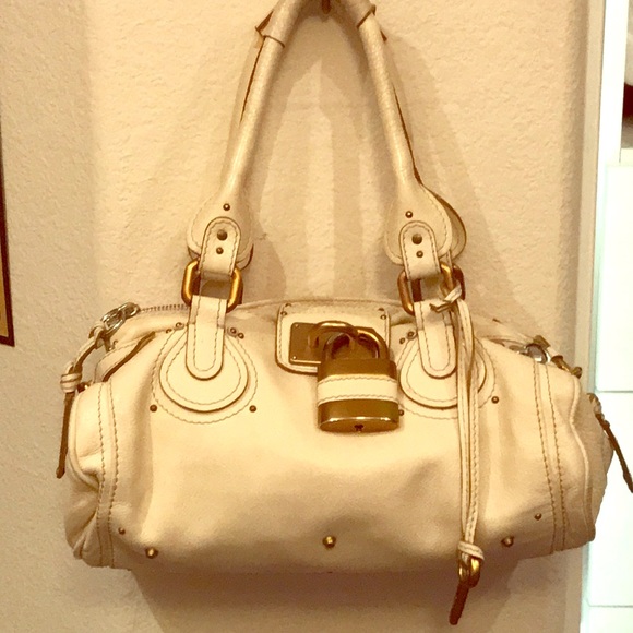 Chloe Handbags - CHLOE Paddington Cream Bag w/key and lock